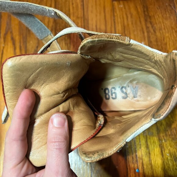 A.S. 98 Brown Leather Wedge High Heel High Top Sneakers with Velcro Straps - Picture 4 of 7